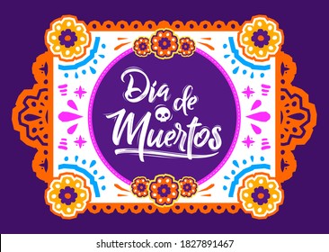 Dia de Muertos, Day of Dead spanish text Offering vector illustration.