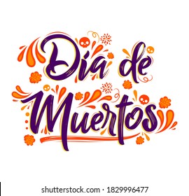 Dia de Muertos, Day of Dead spanish text Celebration vector illustration.