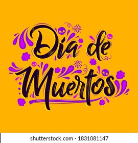 Dia de Muertos, Day of Dead spanish text Celebration vector illustration.