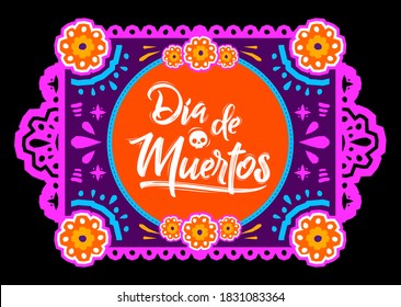 Dia de Muertos, Day of Dead spanish text Offering vector illustration.