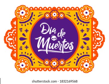 Dia de Muertos, Day of Dead spanish text Offering vector illustration.