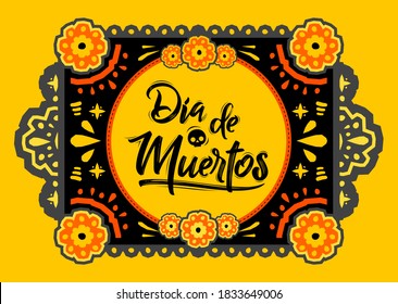 Dia de Muertos, Day of Dead spanish text Offering vector illustration.