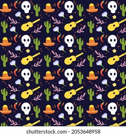 dia de muertos. day of the dead hand drawn pattern