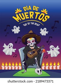 dia de muertos day of the dead vertical poster template