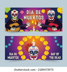 dia de muertos day of the dead horizontal banner template