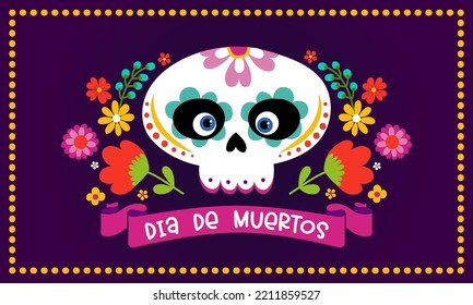 dia de muertos, Day of the Dead in Mexico - Halloween quote on white background with beautiful Mexican sugar skull.  Good for t-shirt, mug, home decoration, gift, printing press. Holiday quote. 