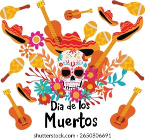 Dia de Muertos Day Of The Dead Vector illustration. Good for banner, poster, greeting card, party card, invitation, template, advertising, campaign, and social media.