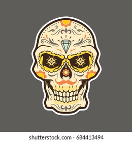 Dia de Muertos, El Muerto, Los Muertos, Day of the Dead Skull IllustrationVector
