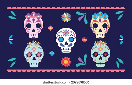 Dia de Muertos Festival and Day of the Dead Skulls
