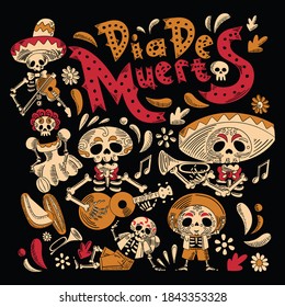 Dia De Muertos Flat Cartoon Background Design