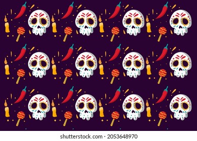 dia de muertos hand drawn pattern