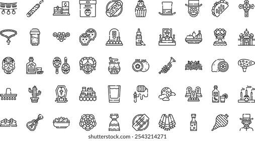 Dia de muertos icons High-Quality Vector Icons Collection with Editable Stroke. Ideal for Professional and Creative Projects.