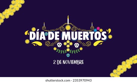 Dia de Muertos Invitation Card with Mexican Cultural Ornaments.