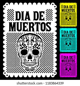Dia de Muertos Mexican Day of the death spanish text vector poster decoration 