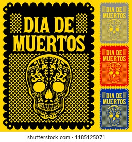 Dia de Muertos Mexican Day of the death spanish text vector poster decoration 