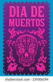 Dia de Muertos - Decoración del vector de texto del Día de la Muerte en México - letras