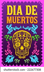 Dia de Muertos - Mexican Day of the death spanish text colorful vector decoration 