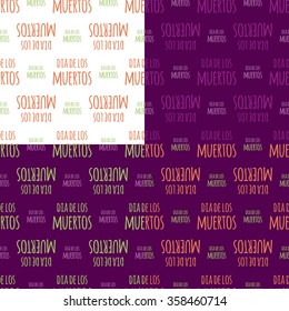 Dia de Muertos - Mexican Day of the death spanish text seamless pattern decoration set