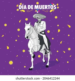 Dia de Muertos Mexican holiday celebration.Colored vector illustration for Day of The Dead.