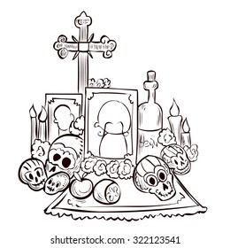 Dia de Muertos. Mexican tradition. Hand drawn vector illustration