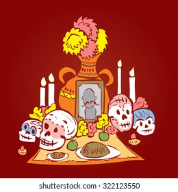 Dia de Muertos. Mexican tradition. Hand drawn vector illustration