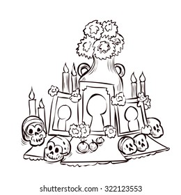 Dia de Muertos. Mexican tradition. Hand drawn vector illustration