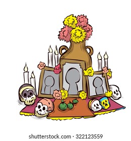 Dia de Muertos. Mexican tradition. Hand drawn vector illustration