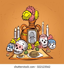 Dia de Muertos. Mexican tradition. Hand drawn vector illustration