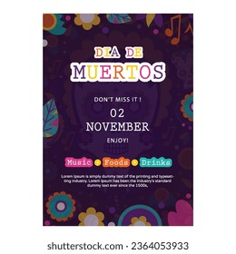 dia de muertos party invitation design