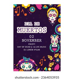 dia de muertos party invitation design