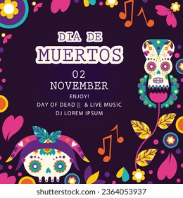 dia de muertos party invitation design