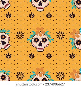 Dia de Muertos Seamless Pattern Vector Illustration