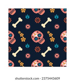 Dia de Muertos Seamless Pattern Vector Illustration