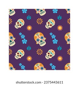 Dia de Muertos Seamless Pattern Vector Illustration