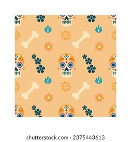 Dia de Muertos Seamless Pattern Vector Illustration