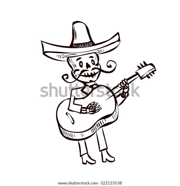 Dia De Muertos Skeleton Mariachi Musician Stock Vector (Royalty Free ...