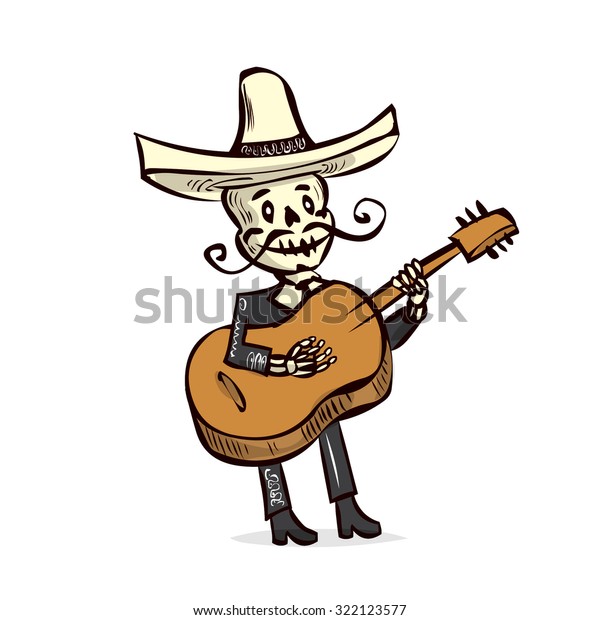 Dia De Muertos Skeleton Mariachi Musician Stock Vector (Royalty Free ...