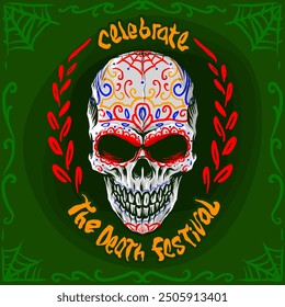 Día de Muertos Skull of the Death Festival Diseño de Vector