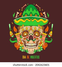 Dia De Muertos Skull Head Vector