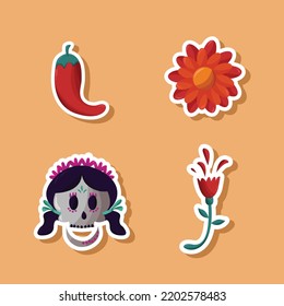 Dia De Muertos Sticker Set