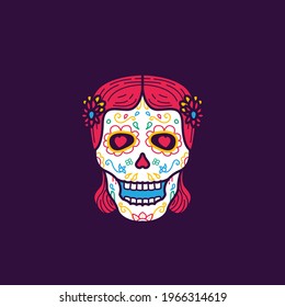 dia de muertos, sugar skull illustration. Premium vector