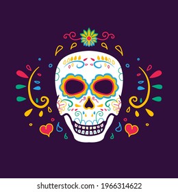 dia de muertos, sugar skull illustration. Premium vector