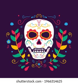 dia de muertos, sugar skull illustration. Premium vector