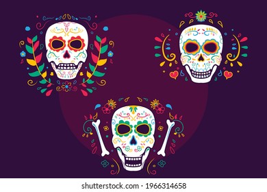 dia de muertos, sugar skull illustration. Premium vector