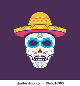 dia de muertos, sugar skull illustration. Premium vector