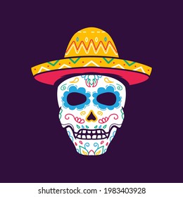dia de muertos, sugar skull illustration. Premium vector