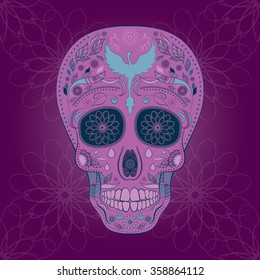 Dia de Muertos Tattoo Skull Ornate Day of The Dead seamless pattern