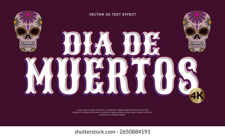 Dia de muertos text effect with dark background