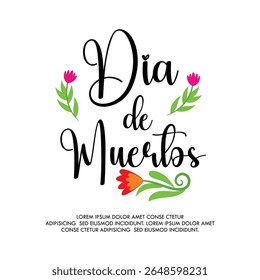 dia de muertos textos ilustrador vetorial e modelo de design de cartão dia de muertos com fundo branco