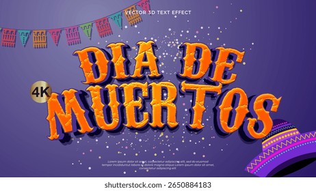 Dia de muertos vector text effect